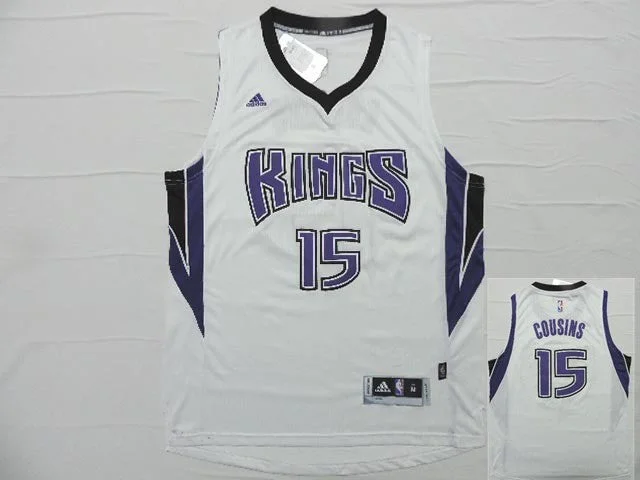 Kings 15 Cousins White New Revolution 30 Basketball Jersey