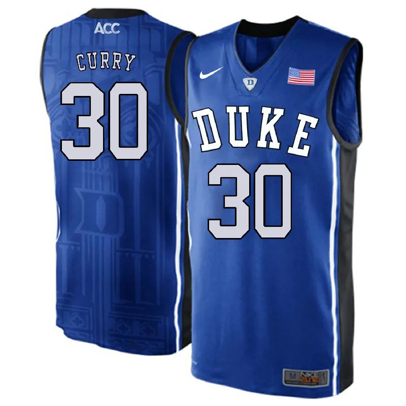 Duke Blue Devils 30 Seth Curry Blue Elite College Basketball Basketball Jersey