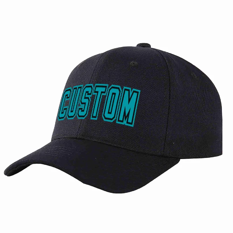 Custom Black Aqua-Black Curved Eaves Sport Baseball Cap Design for Men/Women/Youth