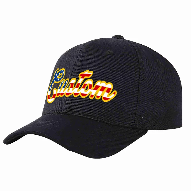 Custom Black Vintage USA Flag-Gold Curved Eaves Sport Baseball Cap Design for Men/Women/Youth