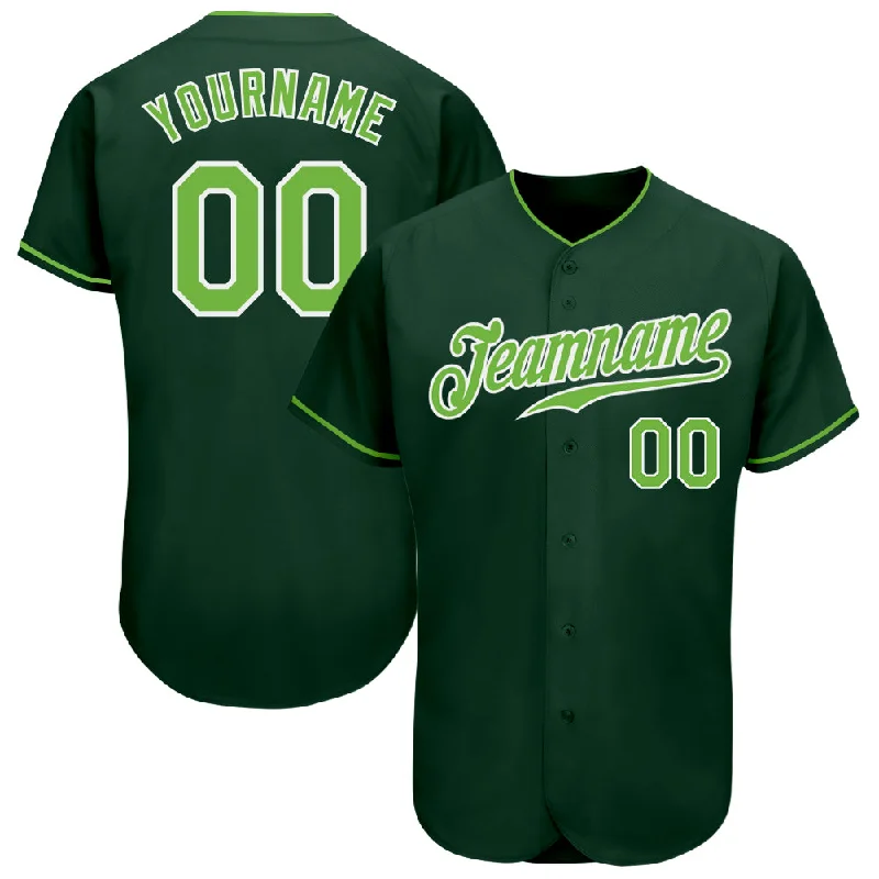 Custom Green Neon Green-White Authentic Baseball Jersey