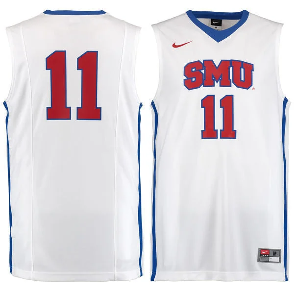 SMU Mustangs #11 White Basketball College Basketball Jersey