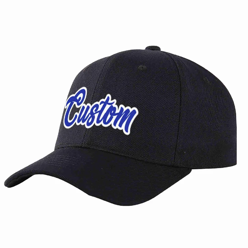 Custom Black Royal-White Curved Eaves Sport Baseball Cap Design for Men/Women/Youth