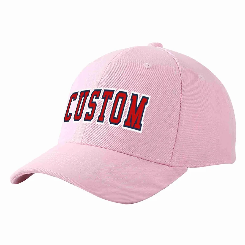 Custom Pink Red-Navy Curved Eaves Sport Baseball Cap Design for Men/Women/Youth