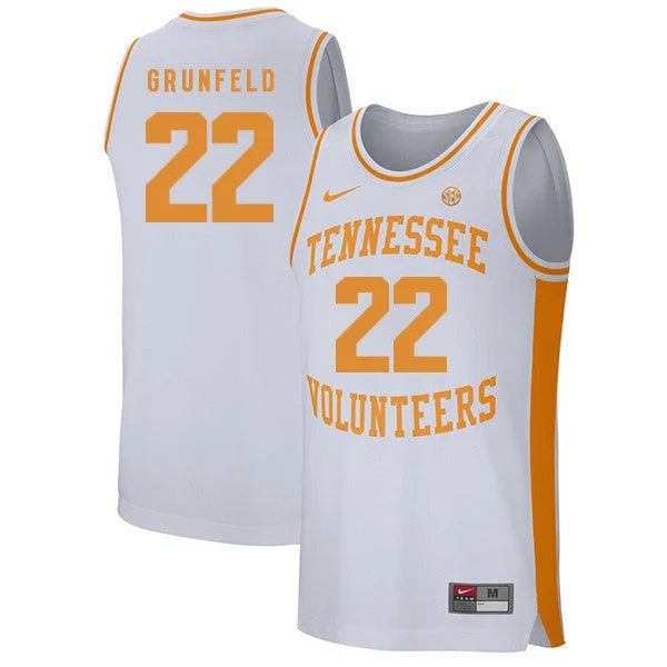 Tennessee Volunteers 22 Ernie Grunfeld White College Basketball Basketball Jersey