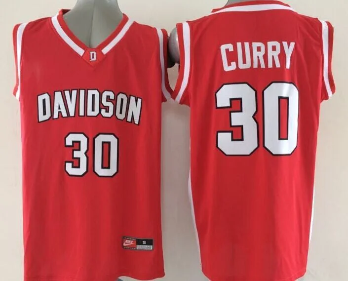 Davidson Wildcats 30 Curry Red College Basketball Jersey