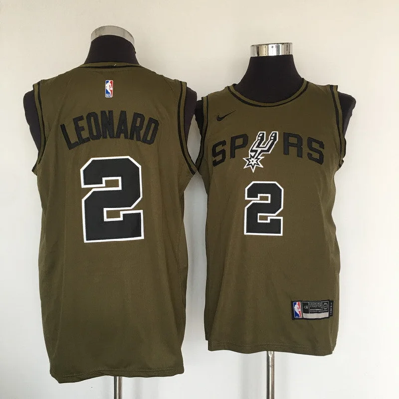 Spurs 2 Kawhi Leonard Olive Swingman Basketball Jersey