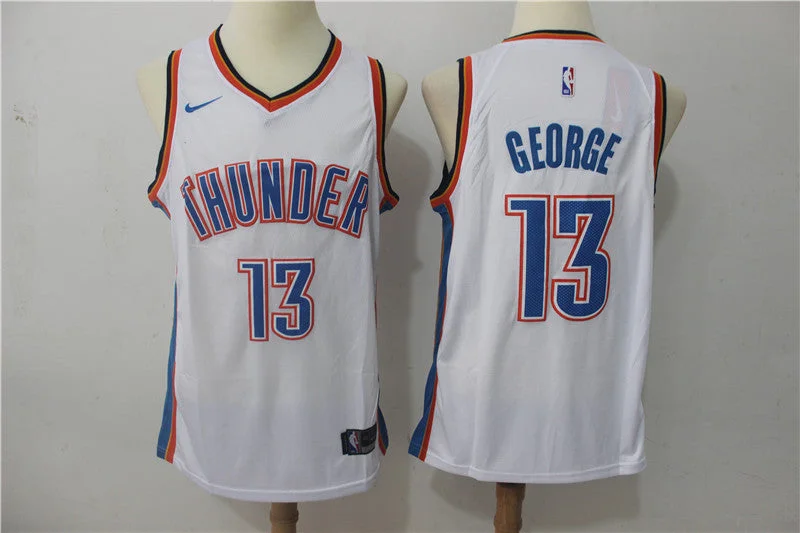 Thunder 13 Paul George White Swingman Basketball Jersey