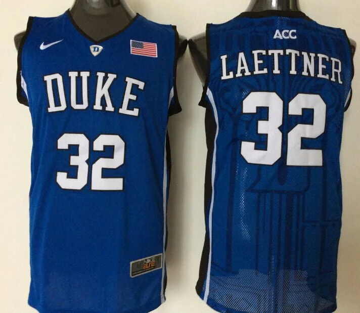 Duke Blue Devils 32 Christian Laettner Blue Basketball College Basketball Jersey