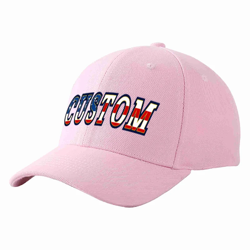 Custom Pink Vintage USA Flag-Gold Curved Eaves Sport Baseball Cap Design for Men/Women/Youth