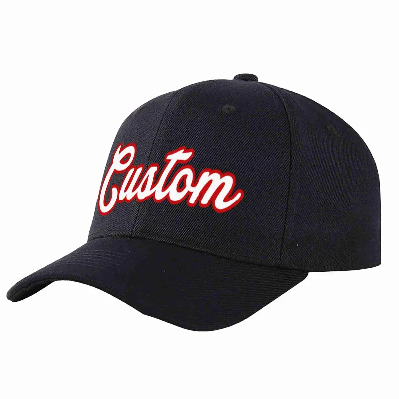 Custom Black White-Red Curved Eaves Sport Baseball Cap Design for Men/Women/Youth