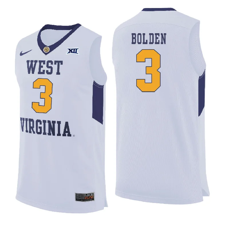 West Virginia Mountaineers 3 James Bolden White College Basketball Basketball Jersey