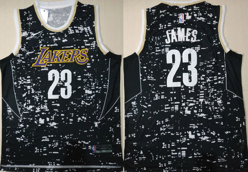 Lakers 23 Lebron James Black City Luminous Swingman Basketball Jersey