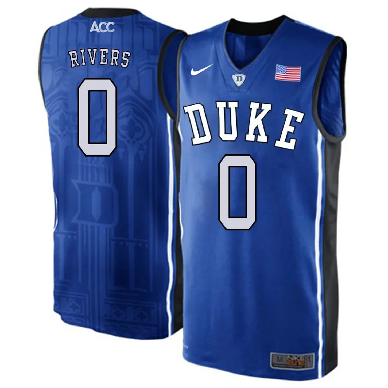 Duke Blue Devils 0 Austin Rivers Blue Elite College Basketball Basketball Jersey