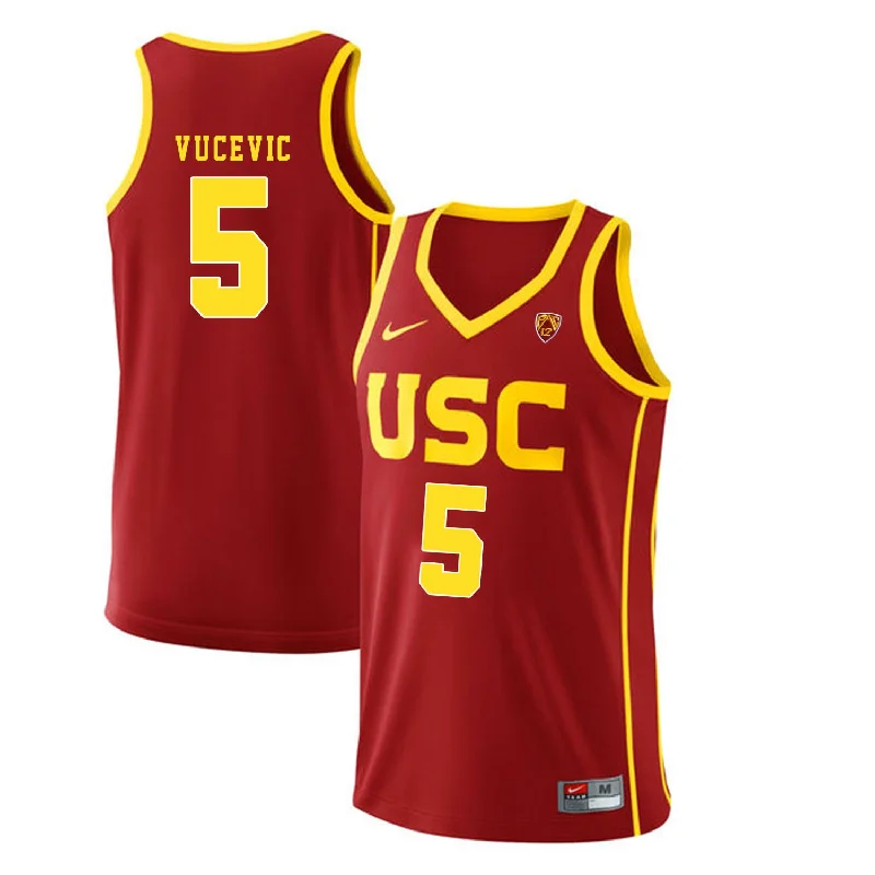 USC Trojans 5 Nikola Vucevic Red College Basketball Basketball Jersey