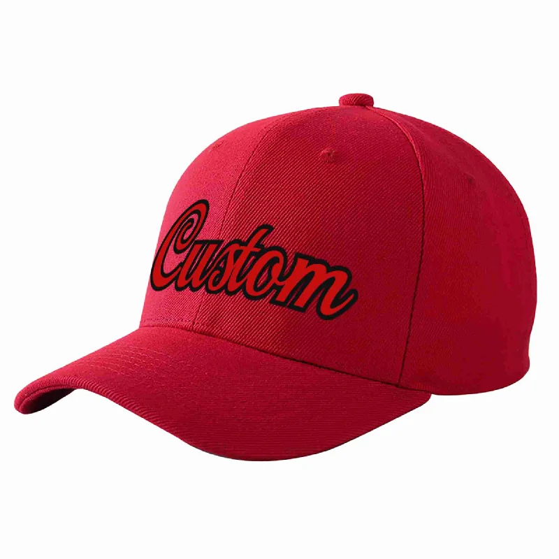 Custom Red Red-Black Curved Eaves Sport Baseball Cap Design for Men/Women/Youth