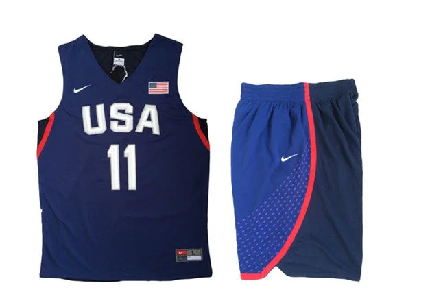 USA 11 Klay Thompson Navy 2016 Olympic Basketball Team Basketball Jersey(With Shorts)