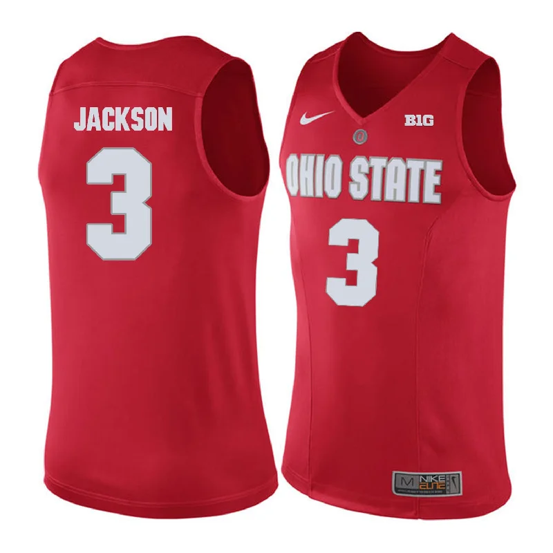 Ohio State Buckeyes 3 C.J. Jackson Red College Basketball Basketball Jersey