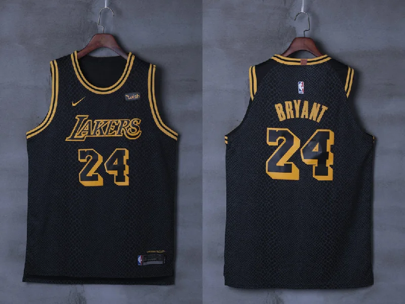 Lakers 24 Kobe Bryant Black City Edition Authentic Basketball Jersey