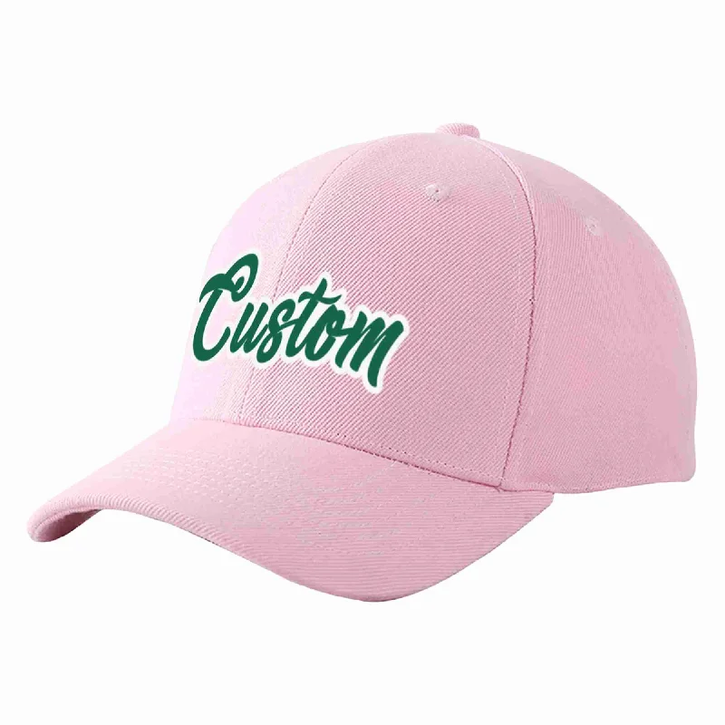 Custom Pink Kelly Green-White Curved Eaves Sport Baseball Cap Design for Men/Women/Youth