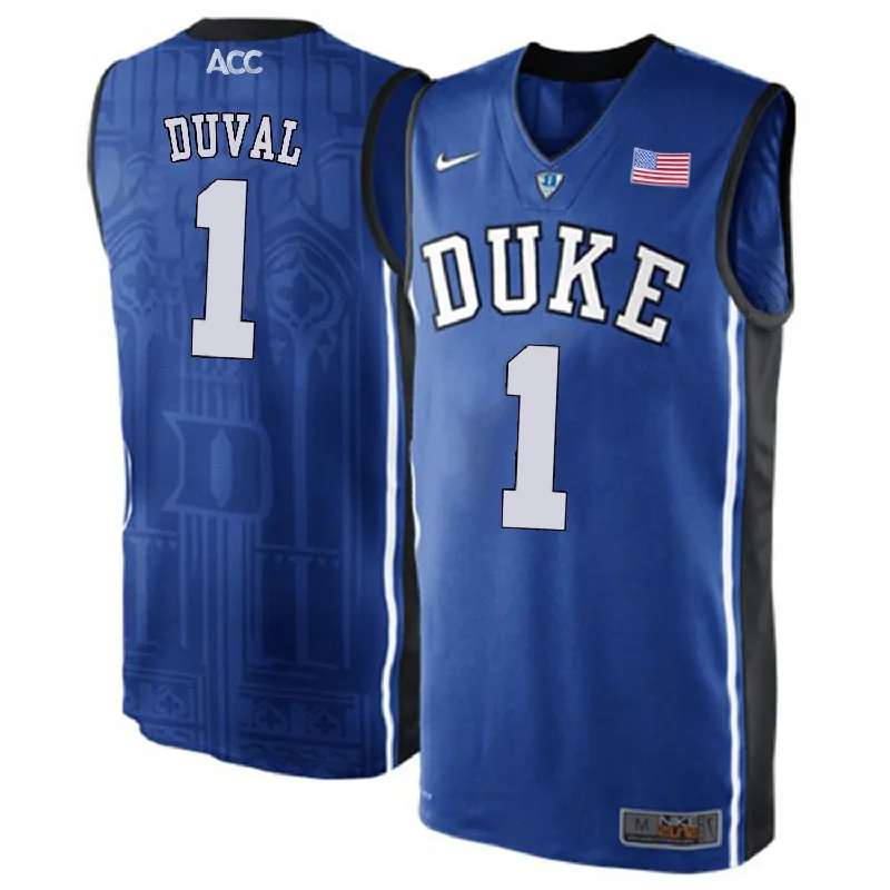 Duke Blue Devils 1 Trevon Duval Blue Elite College Basketball Basketball Jersey