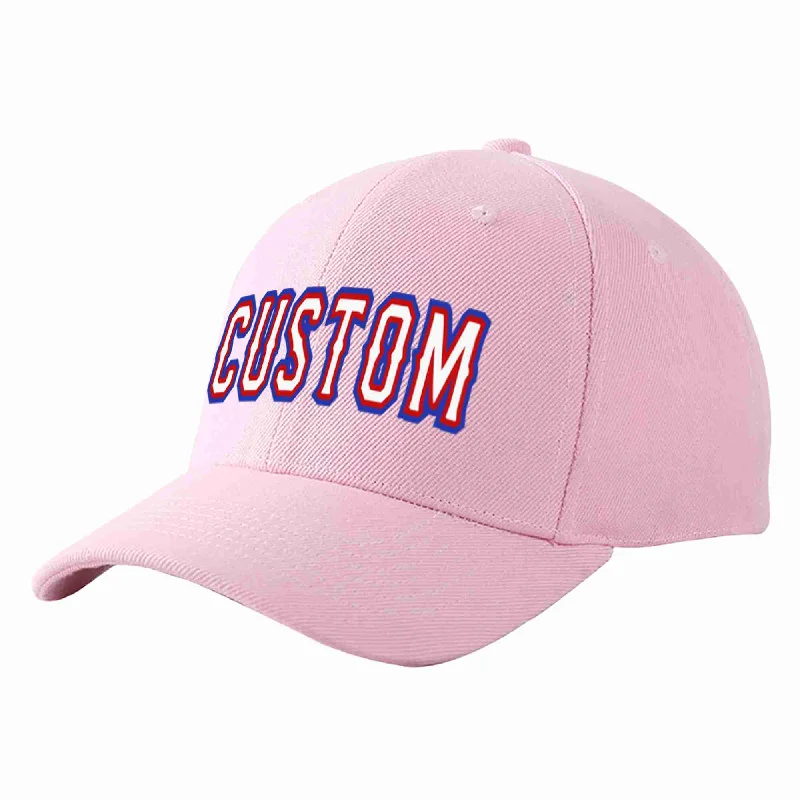 Custom Pink White-Red Curved Eaves Sport Baseball Cap Design for Men/Women/Youth