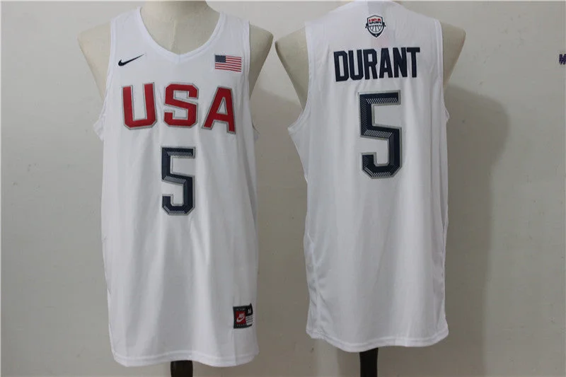 USA Basketball 5 Kevin Durant White Rio Elite Stitched Basketball Jersey