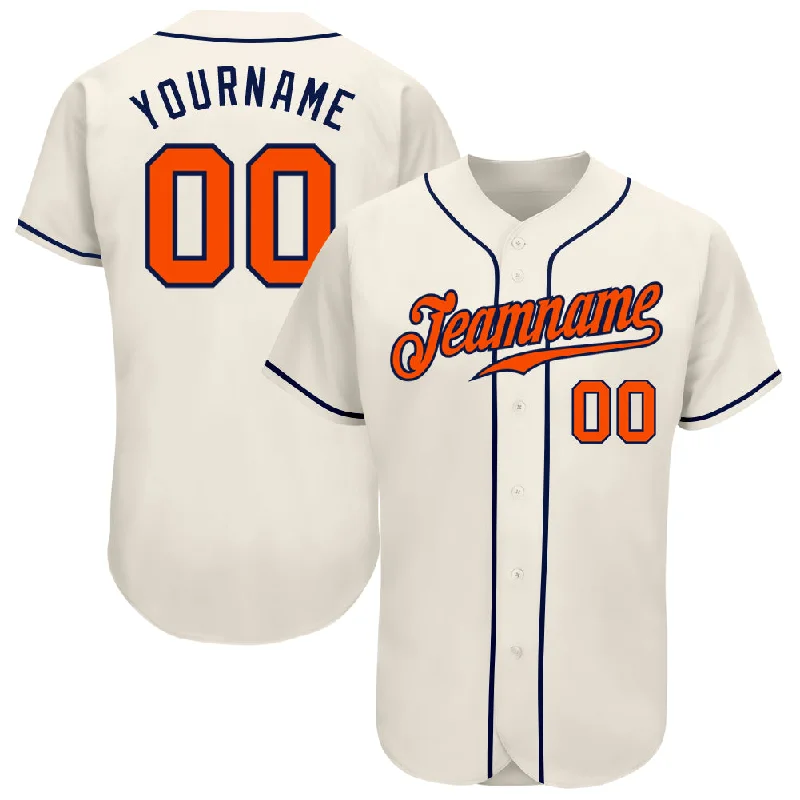 Custom Cream Orange-Navy Authentic Baseball Jersey