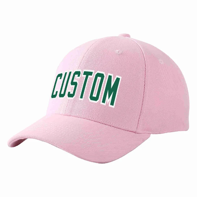 Custom Pink Kelly Green-White Curved Eaves Sport Baseball Cap Design for Men/Women/Youth