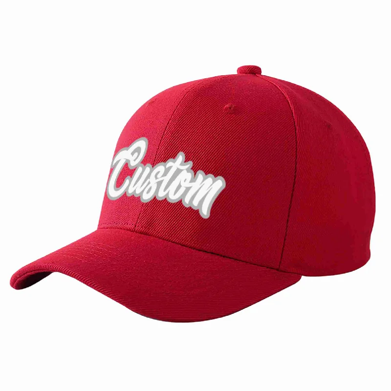 Custom Red White-Gray Curved Eaves Sport Baseball Cap Design for Men/Women/Youth