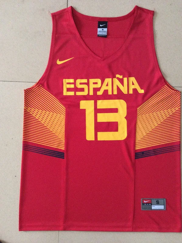 Spain 13 Marc Gasol Red 2014 FIBA Basketball Jerseys