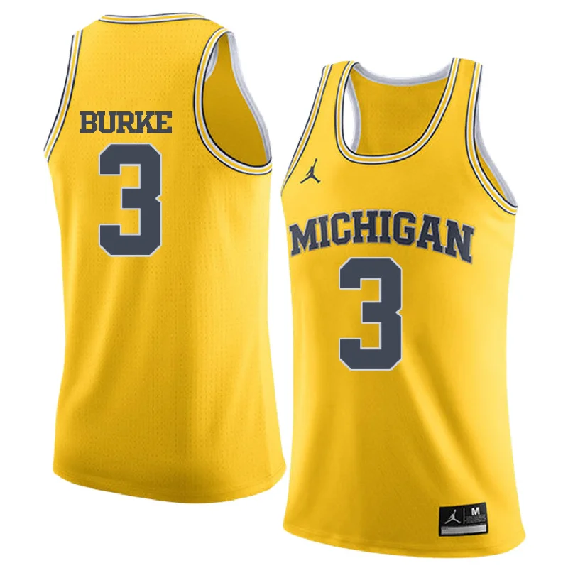 University of Michigan 3 Trey Burke Yellow College Basketball Basketball Jersey