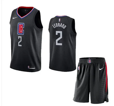 Clippers 2 Kawhi Leonard Black City Edition Swingman Basketball Jersey(With Shorts)