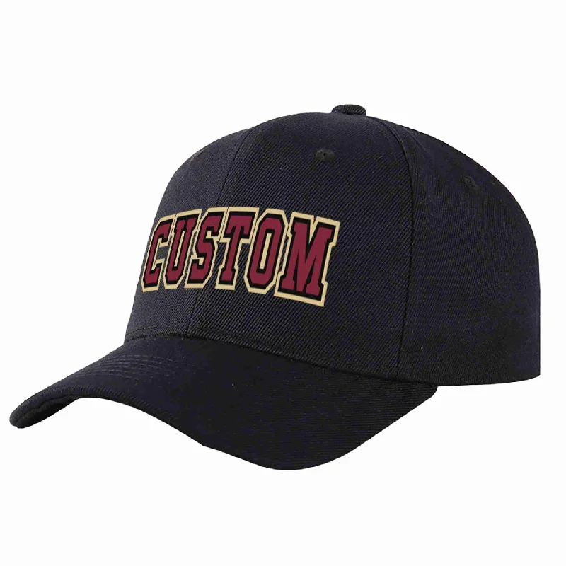 Custom Black Crimson-Black Curved Eaves Sport Baseball Cap Design for Men/Women/Youth