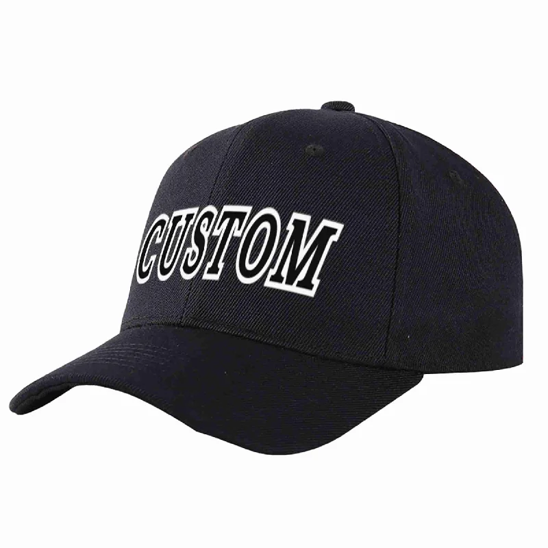 Custom Black Black-White Curved Eaves Sport Baseball Cap Design for Men/Women/Youth