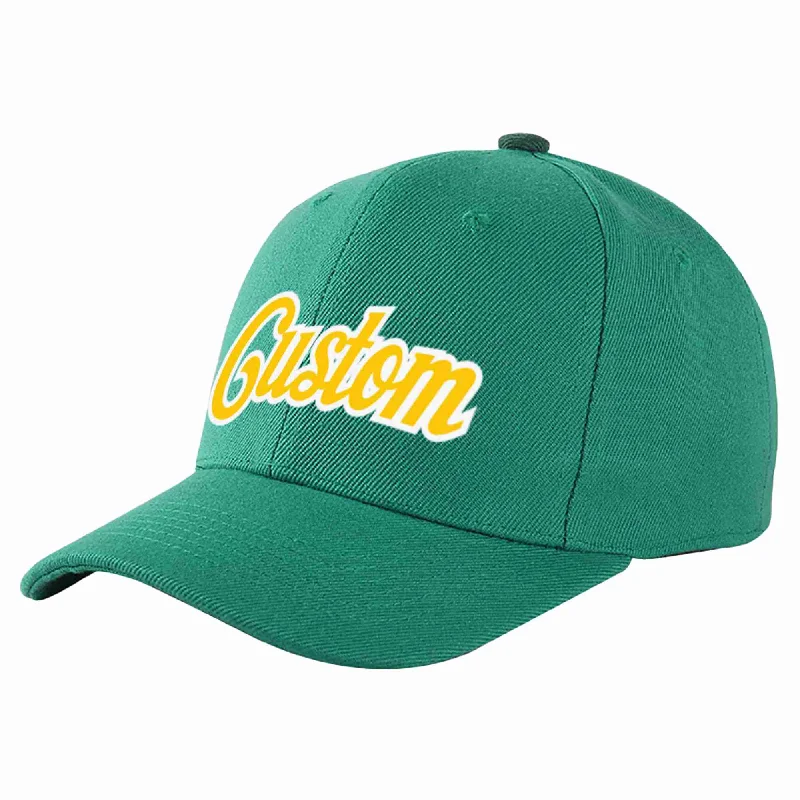 Custom Light Green Gold-White Curved Eaves Sport Baseball Cap Design for Men/Women/Youth