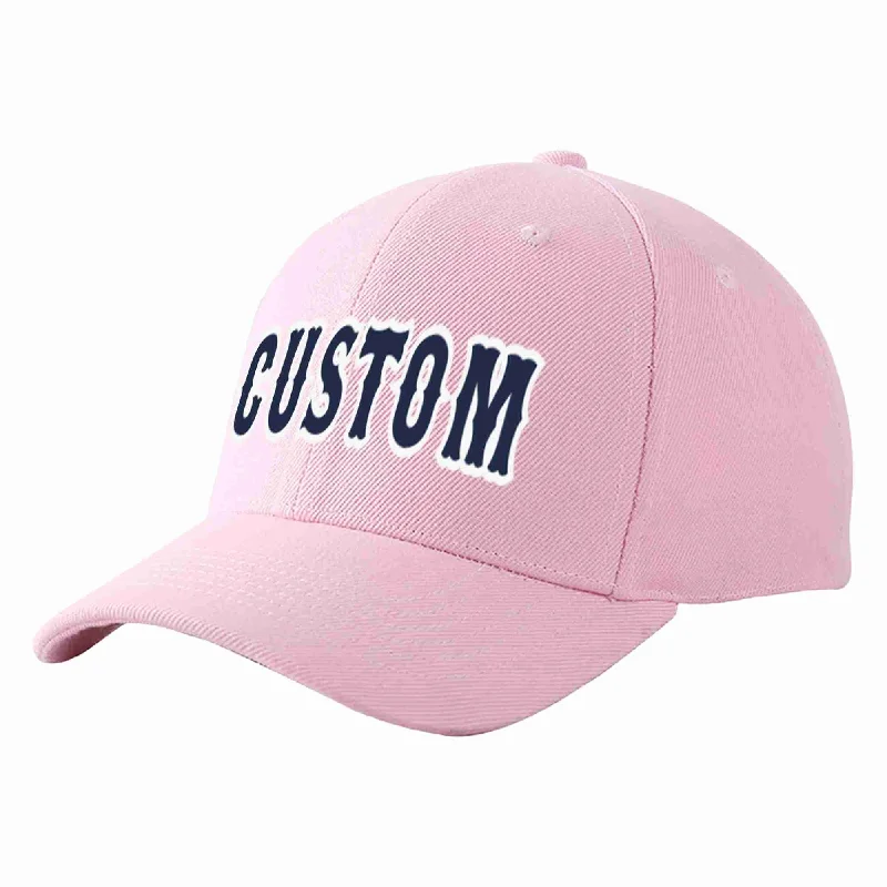 Custom Pink Navy-White Curved Eaves Sport Baseball Cap Design for Men/Women/Youth