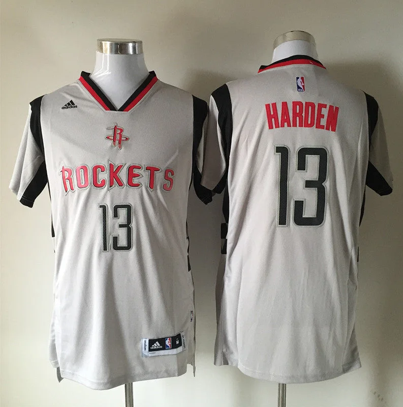 Rockets 13 James Harden Grey Clutch City Short Sleeve Basketball Jersey