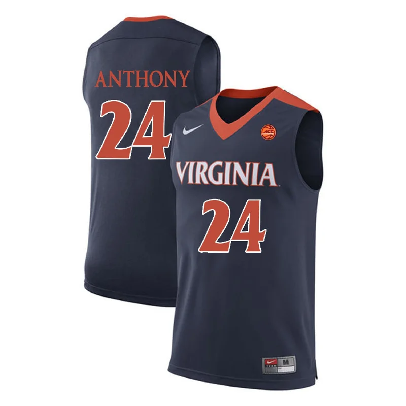 Virginia Cavaliers 24 Marco Anthony Navy College Basketball Basketball Jersey