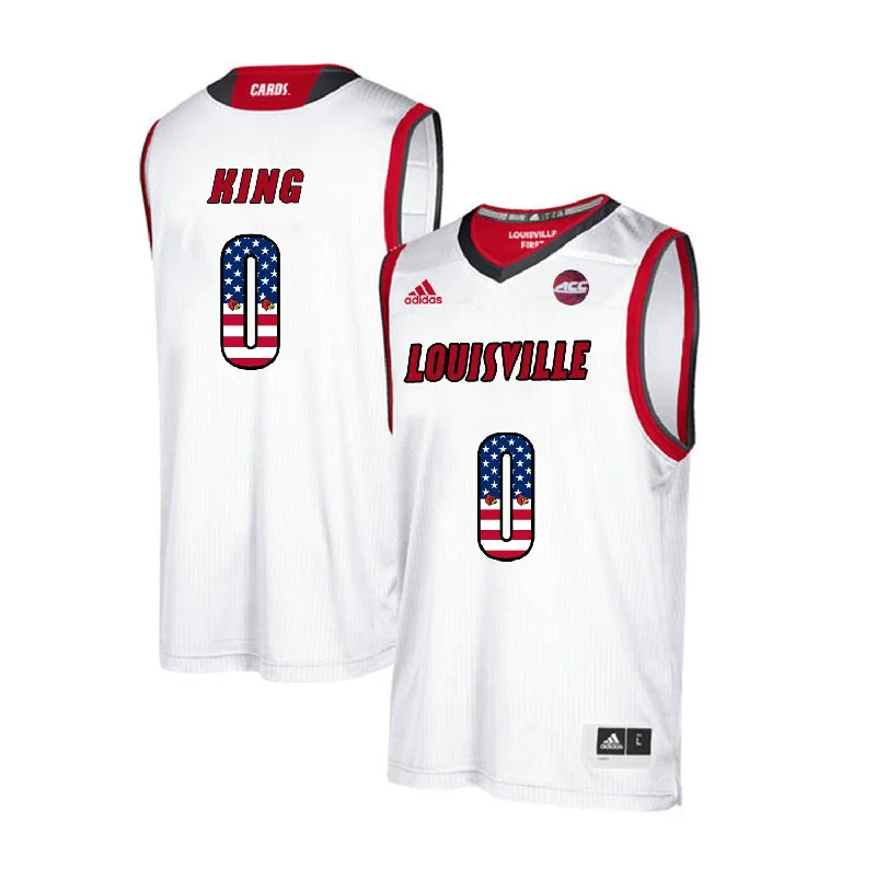 Louisville Cardinals 0 Diamond King White USA Flag College Basketball Basketball Jersey