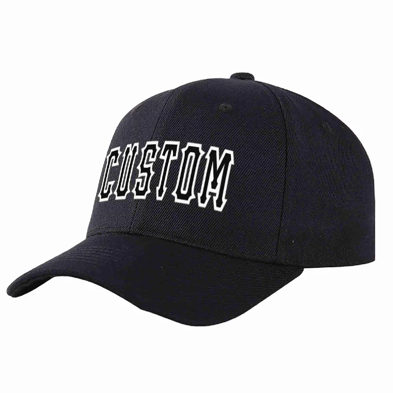 Custom Black Black-White Curved Eaves Sport Baseball Cap Design for Men/Women/Youth