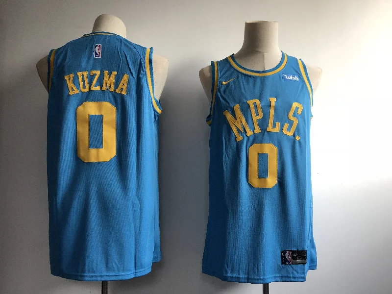 Lakers 0 Kyle Kuzma Light Blue Throwback Swingman Basketball Jersey