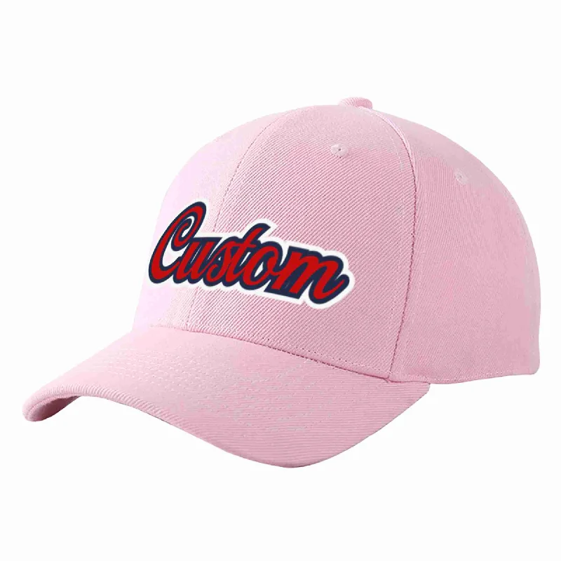 Custom Pink Red-Navy Curved Eaves Sport Baseball Cap Design for Men/Women/Youth