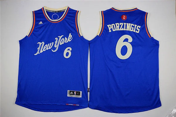 Knicks 6 Kristaps Porzingis Blue 2015-16 Christmas Day Swingman Basketball Jersey