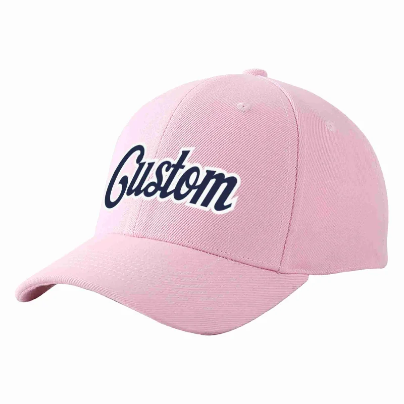 Custom Pink Navy-White Curved Eaves Sport Baseball Cap Design for Men/Women/Youth