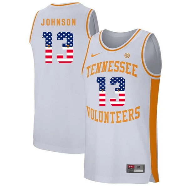 Tennessee Volunteers 13 Jalen Johnson White USA Flag College Basketball Basketball Jersey