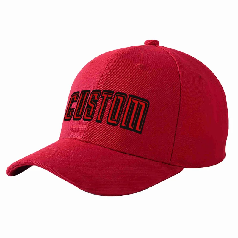 Custom Red Red-Black Curved Eaves Sport Baseball Cap Design for Men/Women/Youth