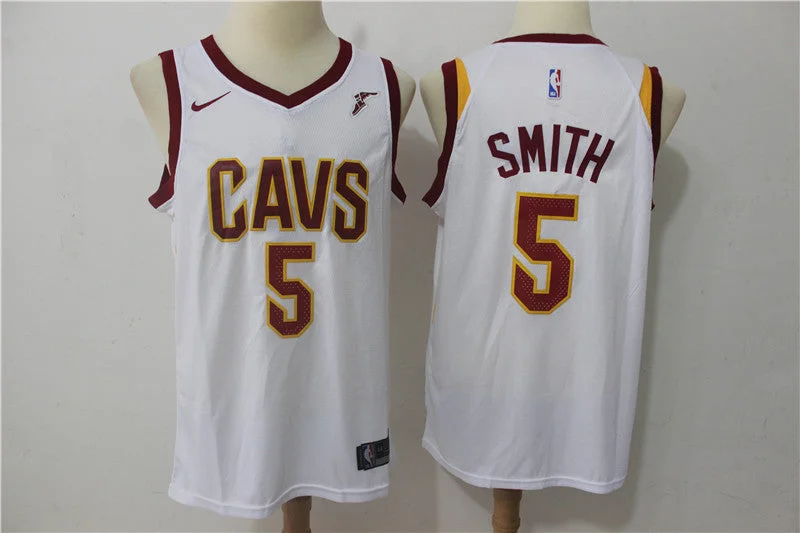 Cavaliers 5 J.R. Smith White Swingman Basketball Jersey