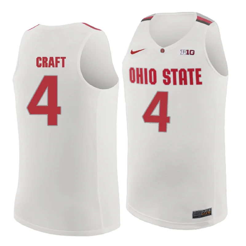 Ohio State Buckeyes 4 Aaron Craft White College Basketball Basketball Jersey