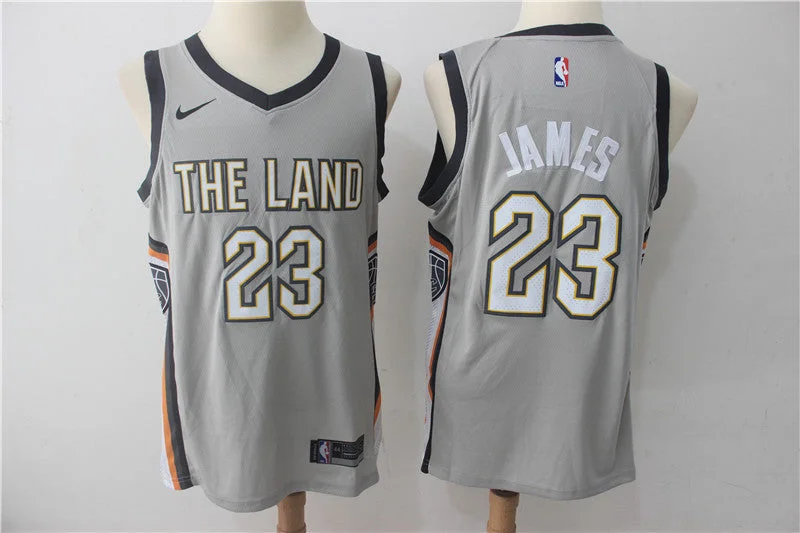 Cavaliers 23 LeBron James Gray City Edition Swingman Basketball Jersey